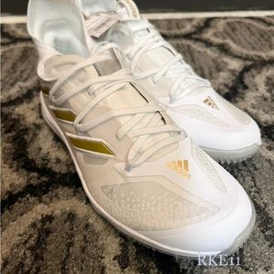 Mens Adidas Adizero Afterburner Baseball Turf Shoes White Gold (GZ4584)